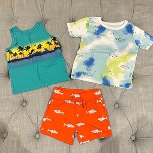 Falls Creek Kids' Teal and Yellow Dinosaur Tank Top